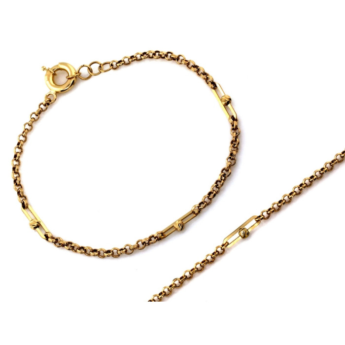 Modna złota bransoletka 585 z eleganckich kuleczek żółtego złota długość 18cm 14k Modna złota bransoletka 585 z eleganckich kuleczek żółtego złota długość 18cm 14k