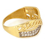 Elegancki złoty pierścionek 585 dwukolorowy przeplatany z cyrkoniami 14k