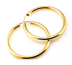 Błyszczące złote kolczyki 585 koła dmuchane szarnirowe 30mm 14k s