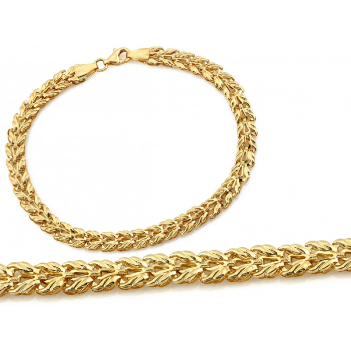 Złota bransoletka 585 z tłoczonymi ozdobnymi elementami 18cm 14k Złota bransoletka 585 z tłoczonymi ozdobnymi elementami 18cm 14k