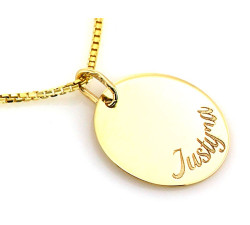 Złota zawieszka 585 z imieniem Justyna personalizowana błyszcząca 14k