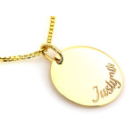 Złota zawieszka 585 z imieniem Justyna personalizowana błyszcząca 14k