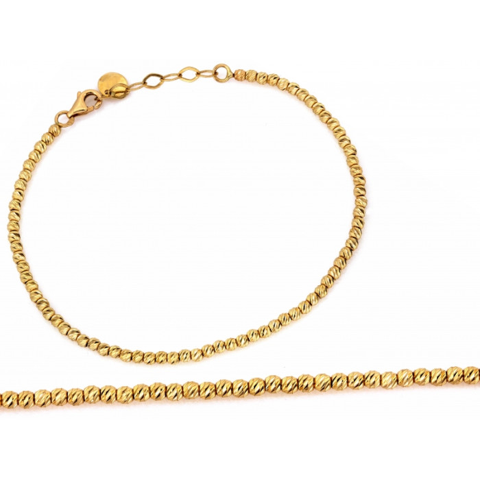 Złota bransoletka 585 z diamentowanymi kulkami błyszcząca elegancka 20cm 14k Złota bransoletka 585 z diamentowanymi kulkami błyszcząca elegancka 20cm 14k