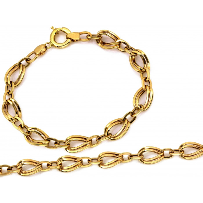 Złota bransoletka 585 efektowna z masywnych elementów 19cm 14k Złota bransoletka 585 efektowna z masywnych elementów 19cm 14k
