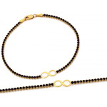 Modna złota bransoletka 585 tenis z czarnymi cyrkoniami i nieskończonością 18cm 14k