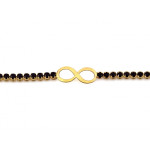 Modna złota bransoletka 585 tenis z czarnymi cyrkoniami i nieskończonością 18cm 14k