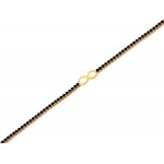 Modna złota bransoletka 585 tenis z czarnymi cyrkoniami i nieskończonością 18cm 14k