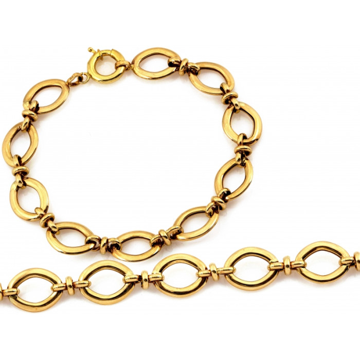 Złota bransoletka 585 z masywnych owalnych elementów długości 19-20cm 14k Złota bransoletka 585 z masywnych owalnych elementów długości 19-20cm 14k