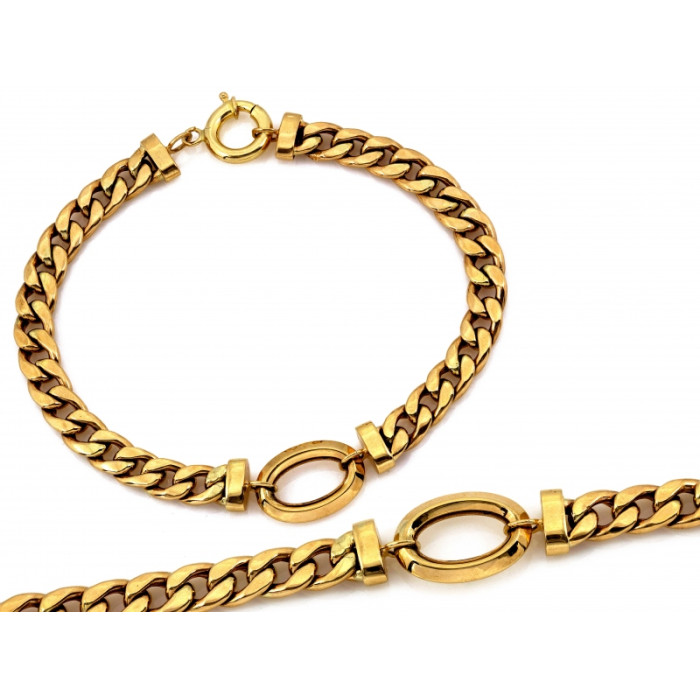 Masywna złota bransoletka 585 gruby łańcuch z owalną ozdobą 20cm 14k Masywna złota bransoletka 585 gruby łańcuch z owalną ozdobą 20cm 14k