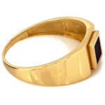 Nowoczesny złoty sygnet 585 unisex z czarną emalią i gładkim wykończeniem 14k