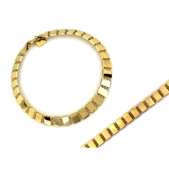 Elegancka złota bransoletka 585 z gładkich błyszczących połączonych elementów 14k Elegancka złota bransoletka 585 z gładkich błyszczących połączonych elementów 14k