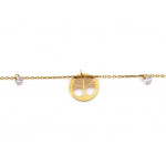 Unikatowa złota bransoletka 585 z trzema zawieszkami drzewka szczęścia 19cm 14k