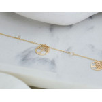 Unikatowa złota bransoletka 585 z trzema zawieszkami drzewka szczęścia 19cm 14k