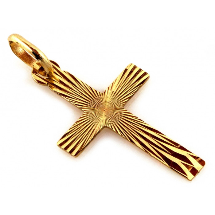 Klasyczny złoty krzyżyk 375 diamentowany z żółtego złota zawieszka religijna 9k Klasyczny złoty krzyżyk 375 diamentowany z żółtego złota zawieszka religijna 9k