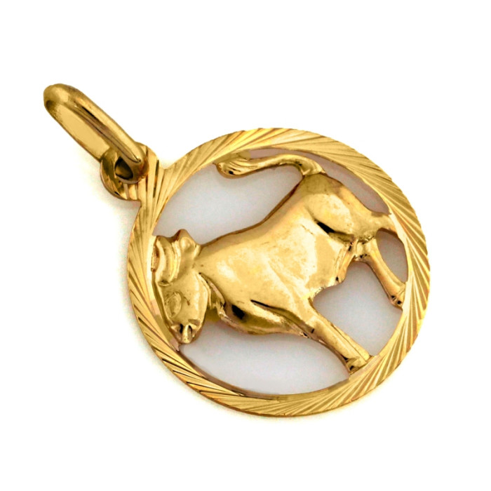 Klasyczna złota zawieszka 375 znak zodiaku Byk z żółtego złota 9k Klasyczna złota zawieszka 375 znak zodiaku Byk z żółtego złota 9k