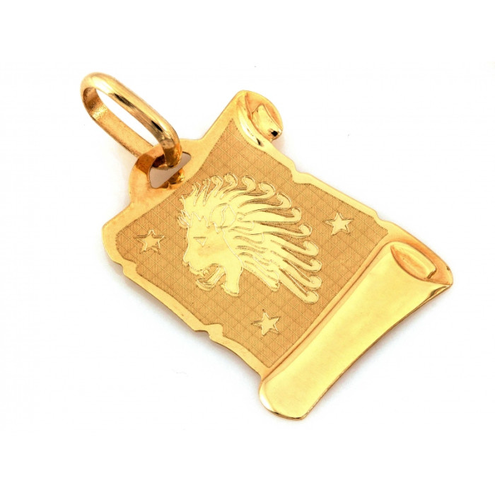 Stylowa złota zawieszka 375 znak zodiaku Lew klasyczny design 9k Stylowa złota zawieszka 375 znak zodiaku Lew klasyczny design 9k