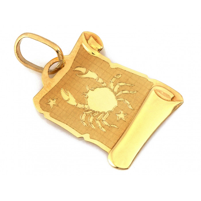 Elegancka złota zawieszka 375 znak zodiaku Rak na papirusie 9k Elegancka złota zawieszka 375 znak zodiaku Rak na papirusie 9k