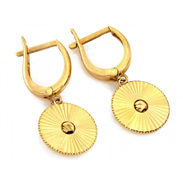 Złote kolczyki 585 wiszące błyszczące kółeczka eleganckie 14k Złote kolczyki 585 wiszące błyszczące kółeczka eleganckie 14k