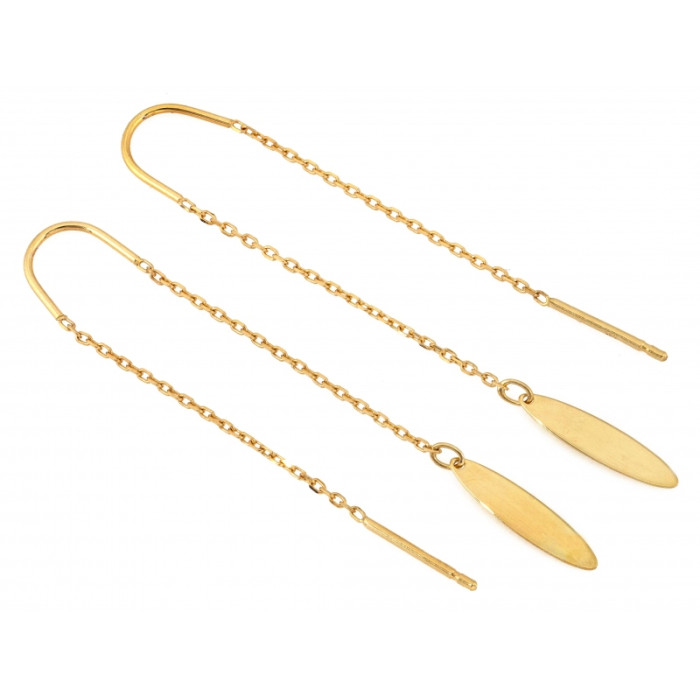 Złote kolczyki 585 wiszące przeciągane długie z eleganckim wykończeniem 14k Złote kolczyki 585 wiszące przeciągane długie z eleganckim wykończeniem 14k