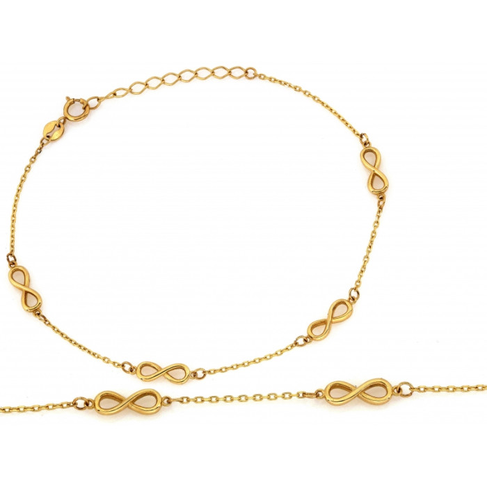 Delikatna złota bransoletka 585 z motywem nieskończoności długość 20cm 14k Delikatna złota bransoletka 585 z motywem nieskończoności długość 20cm 14k