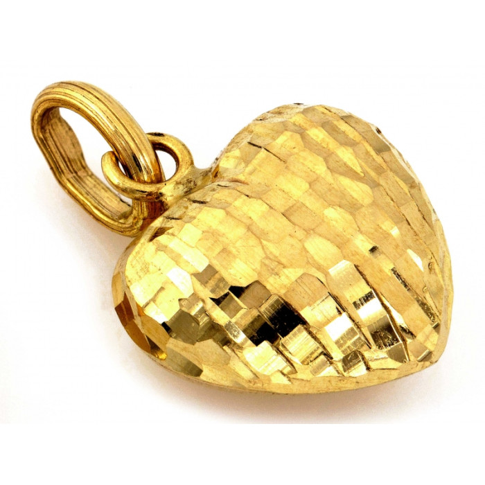Złota zawieszka 585 diamentowane wypukłe serce błyszczące 14k Złota zawieszka 585 diamentowane wypukłe serce błyszczące 14k