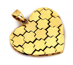Elegancka złota zawieszka 585 w kształcie serca z ruchomymi elementami ozdobnymi 14k