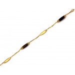 Ekskluzywna złota bransoletka 585 z kwarcem dymnym długość 21cm 14k