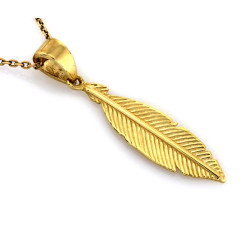 Złota zawieszka 375 eleganckie pióro dekoracyjne 9k