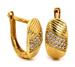 Eleganckie złote kolczyki 585 angielskie z błyszczącymi cyrkoniami 14k
