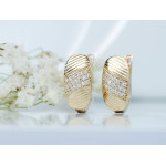 Eleganckie złote kolczyki 585 angielskie z błyszczącymi cyrkoniami 14k