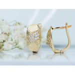 Eleganckie złote kolczyki 585 angielskie z błyszczącymi cyrkoniami 14k