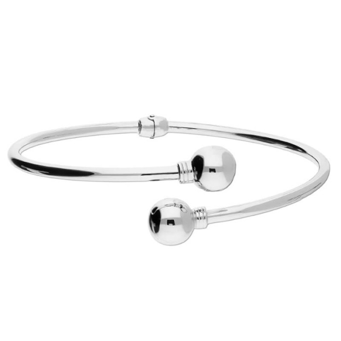 Srebrna bransoletka 925 sztywna bangle otwarta z kuleczkami Srebrna bransoletka 925 sztywna bangle otwarta z kuleczkami