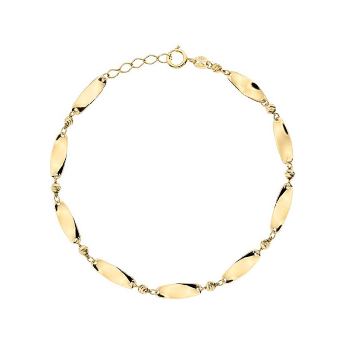 Złota bransoletka 585 blaszki w kształcie migdałów elegancka na prezent 14k Złota bransoletka 585 blaszki w kształcie migdałów elegancka na prezent 14k