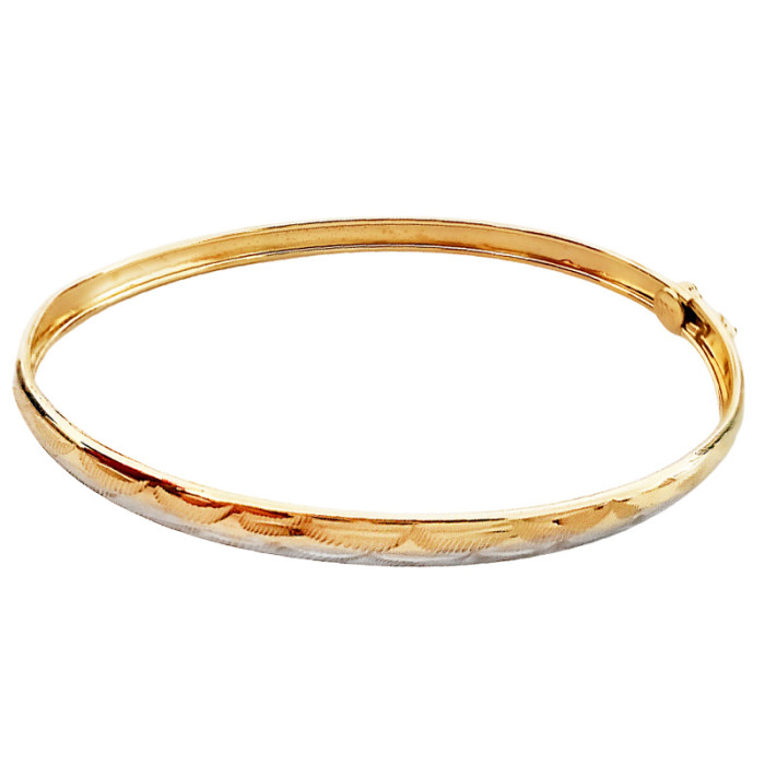 Bransoletka złota bangle 585 z białym złotem i diamentowaniem Bransoletka złota bangle 585 z białym złotem i diamentowaniem