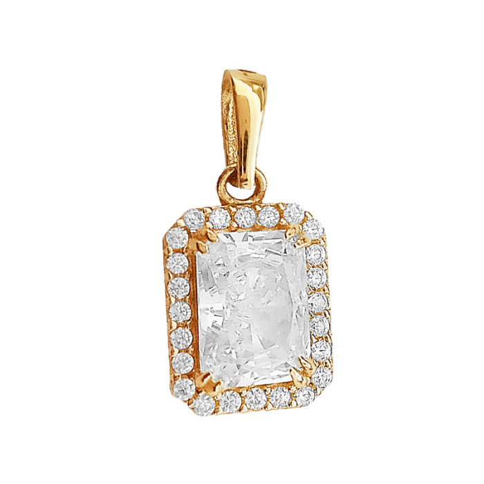 Złota zawieszka 585 elegancka prostokątna markiza zdobiona cyrkoniami Złota zawieszka 585 elegancka prostokątna markiza zdobiona cyrkoniami