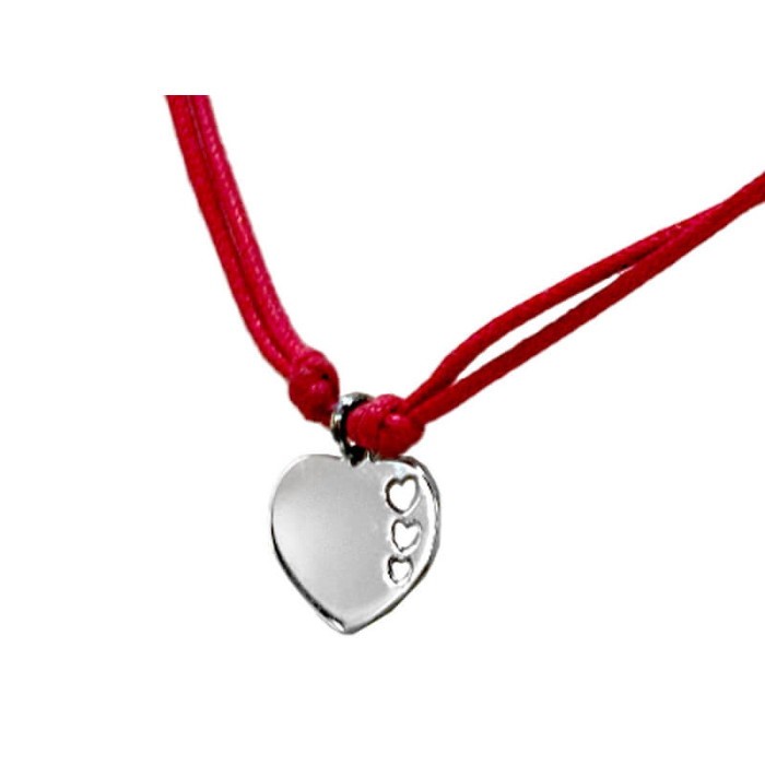Srebrny naszyjnik 925 choker ze srebrnym serduszkiem na czerwonym sznureczku Srebrny naszyjnik 925 choker ze srebrnym serduszkiem na czerwonym sznureczku