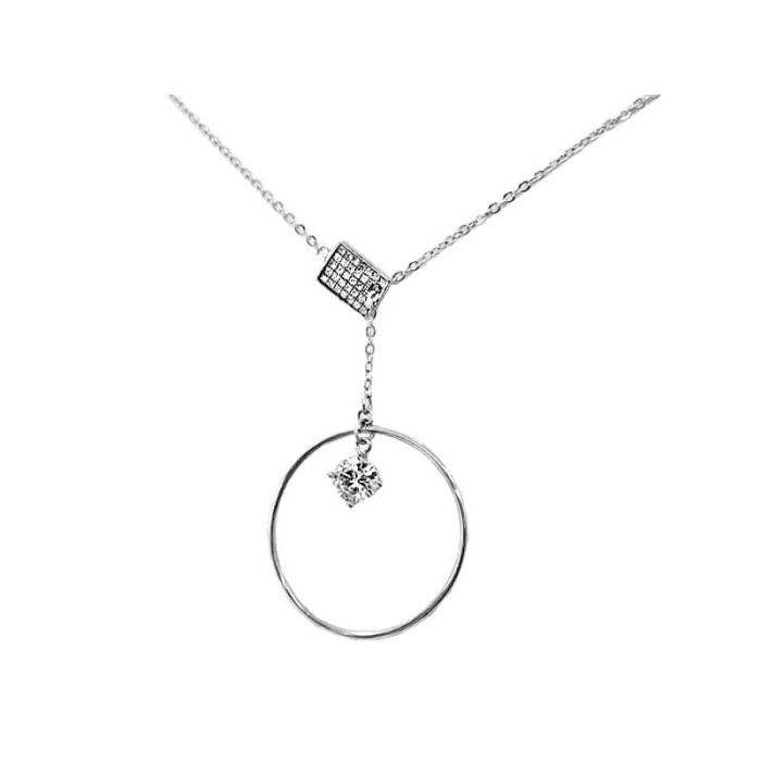Naszyjnik srebrny 925 elegancka krawatka z ringiem zdobiona cyrkoniami Naszyjnik srebrny 925 elegancka krawatka z ringiem zdobiona cyrkoniami
