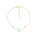 Złota bransoletka 585 z błękitną łezką naturalny topaz sky blue kropla na prezent