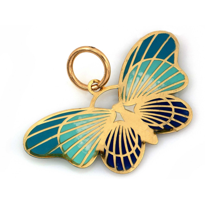 Emaliowany motyl zoltego zlota 585 zawieszka pelna zywych kolorow Emaliowany motyl zoltego zlota 585 zawieszka pelna zywych kolorow