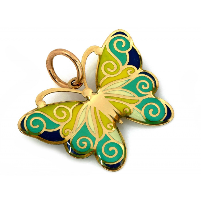 Zawieszka złota motyl emaliowany 585 delikatny symbol natury Zawieszka złota motyl emaliowany 585 delikatny symbol natury