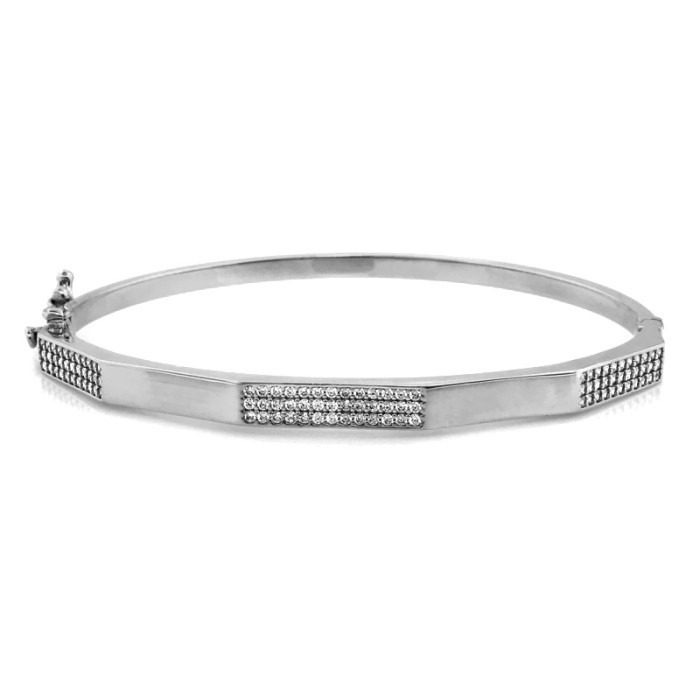 Bangle z cyrkoniami ze sztywnego białego złota 585 wyjątkowa długość 17 cm Bangle z cyrkoniami ze sztywnego białego złota 585 wyjątkowa długość 17 cm