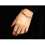 Bangle z cyrkoniami ze sztywnego białego złota 585 wyjątkowa długość 17 cm