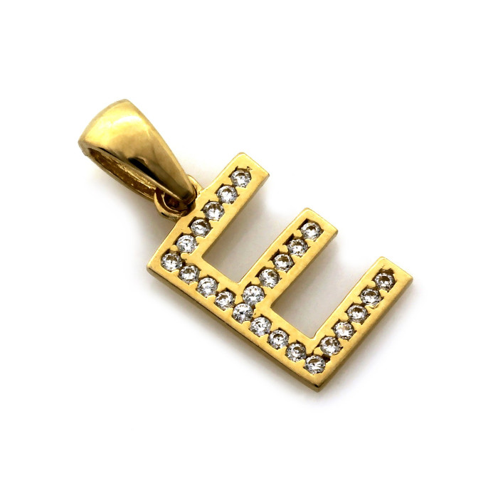 Zawieszka literka E 585 złota z cyrkoniami elegancka i stylowa ozdoba Zawieszka literka E 585 złota z cyrkoniami elegancka i stylowa ozdoba