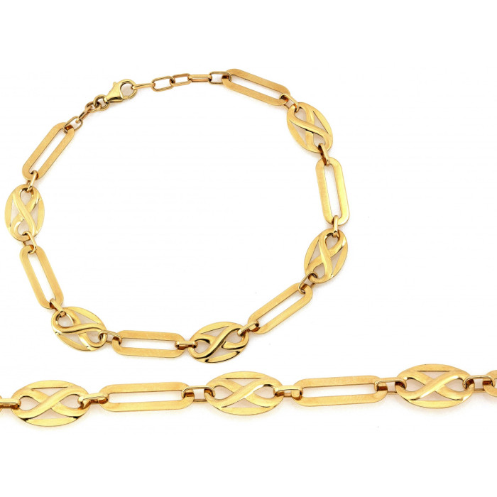 Złota bransoletka nowoczesna z nieskończonościami 585 ponadczasowy symbol i elegancja Złota bransoletka nowoczesna z nieskończonościami 585 ponadczasowy symbol i elegancja