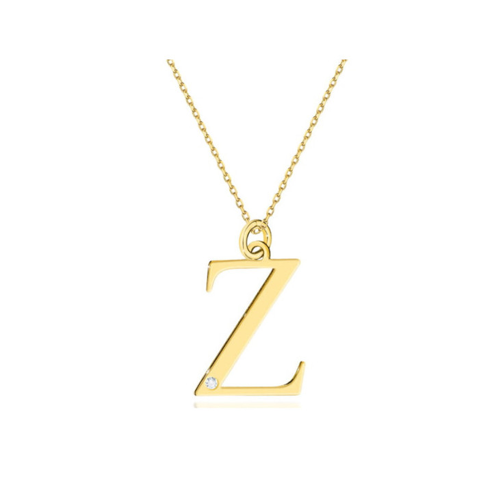 Złoty naszyjnik 585 litera Z z diamentem 1,25g Złoty naszyjnik 585 litera Z z diamentem 1,25g
