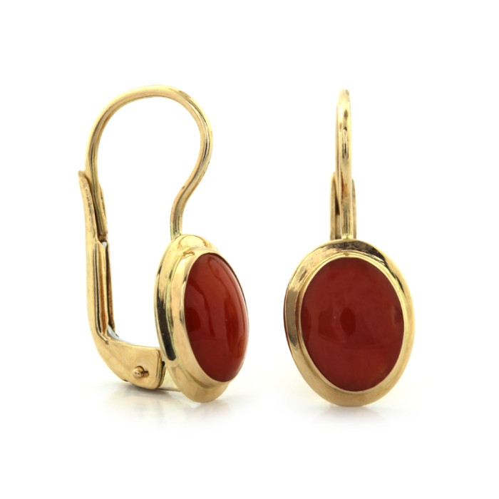 Kolczyki Koral 585 Angielskie Elegancja Czerwone Złoto Kolczyki Koral 585 Angielskie Elegancja Czerwone Złoto