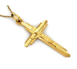 Klasyczny złoty krzyżyk zawieszka w żółtym złocie 585 symbol wiary