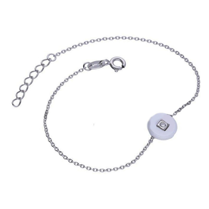 Srebrna bransoletka 925 z białą ceramiką 1,82g Srebrna bransoletka 925 z białą ceramiką 1,82g