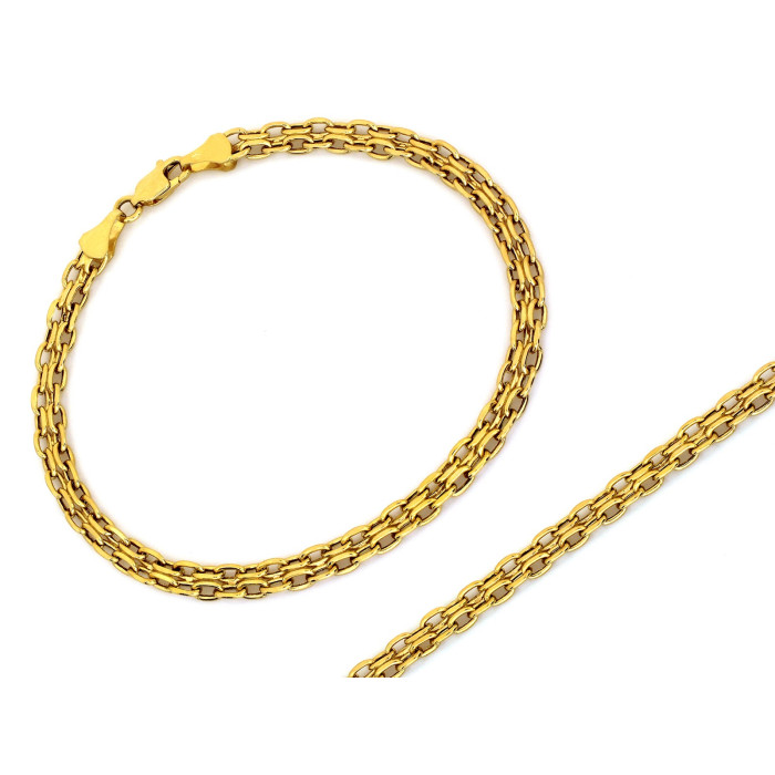 Złota bransoletka z dwóch złączonych łańcuszków 585 elegancka klasyka Złota bransoletka z dwóch złączonych łańcuszków 585 elegancka klasyka