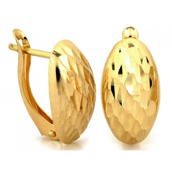 Owalne kolczyki z żółtego złota 585 geometryczna elegancja Owalne kolczyki z żółtego złota 585 geometryczna elegancja